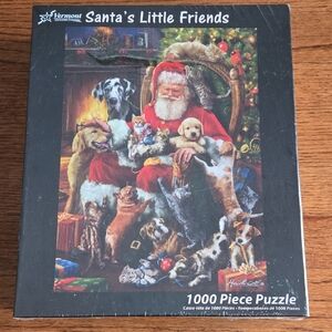 Marcello Corti "Santa's Little Friends" 1000 Piece Puzzle USA  Dog/Cat NEW